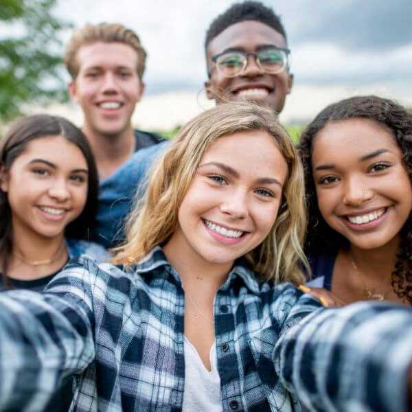 Group of teen taking a selfie