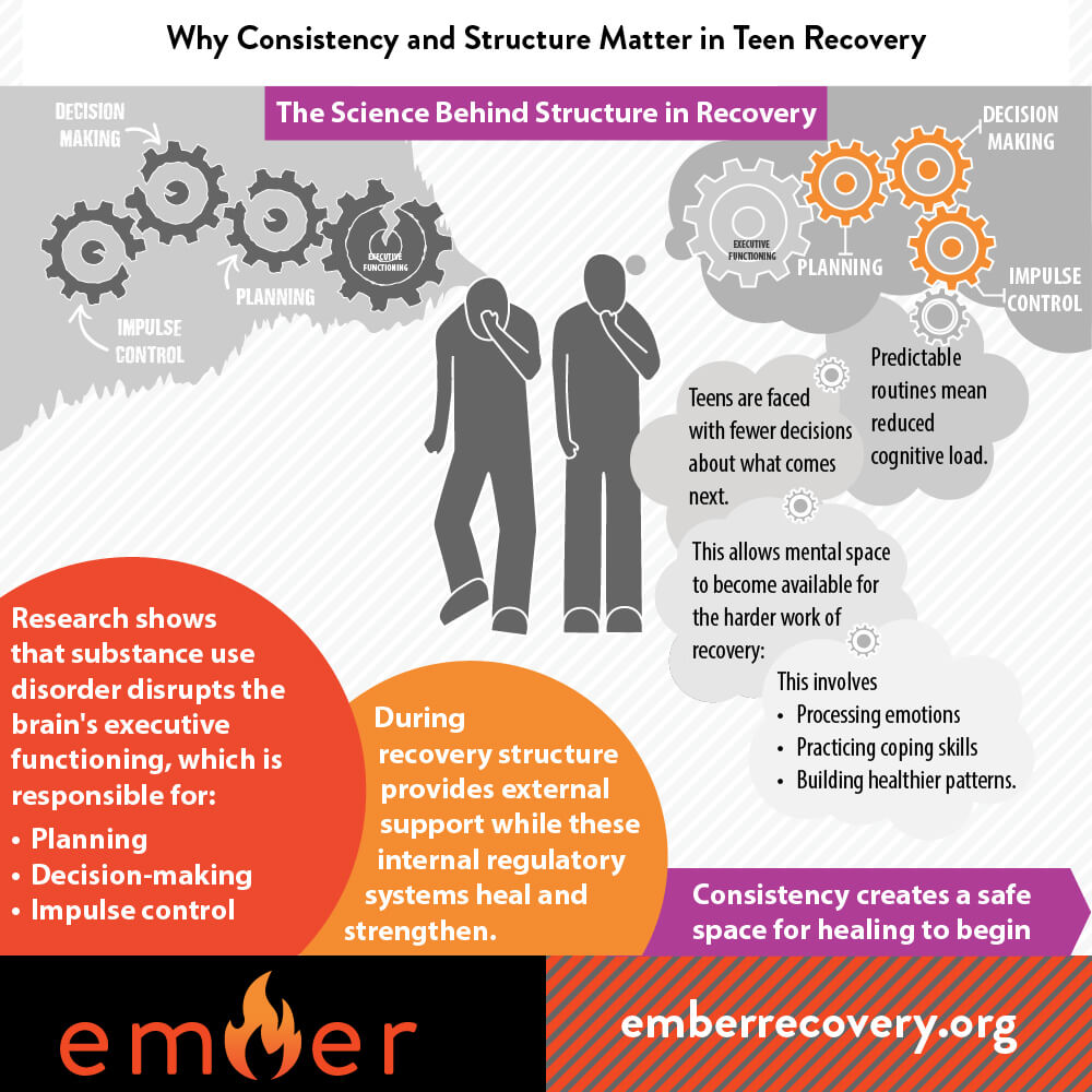 Why Consistency and Structure Matter in Teen Recovery Infographic