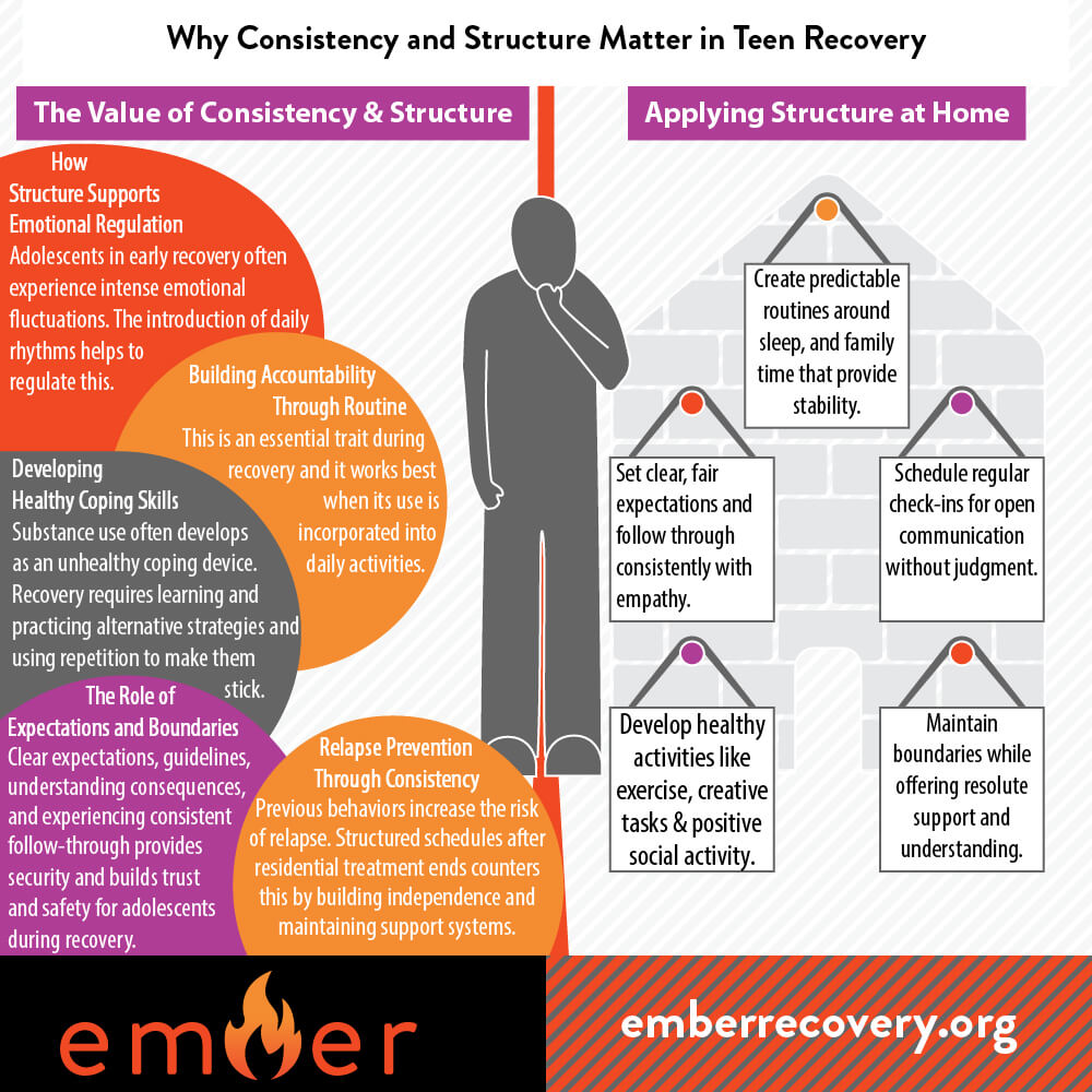 Why Consistency and Structure Matter in Teen Recovery Infographic